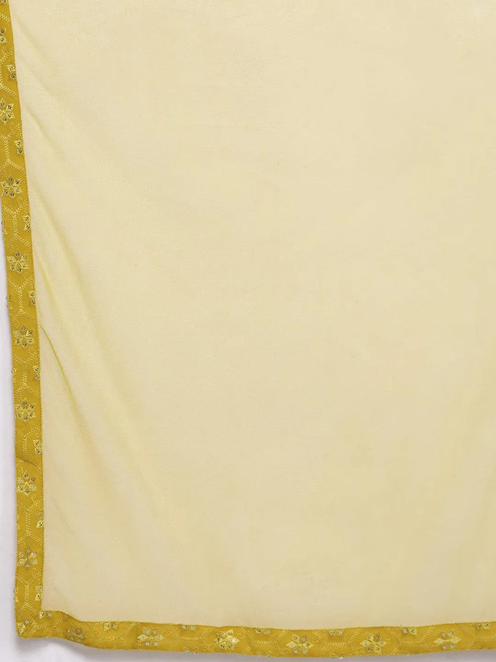 Green Embroidered Georgette Straight Kurta With Sharara & Dupatta - Libas