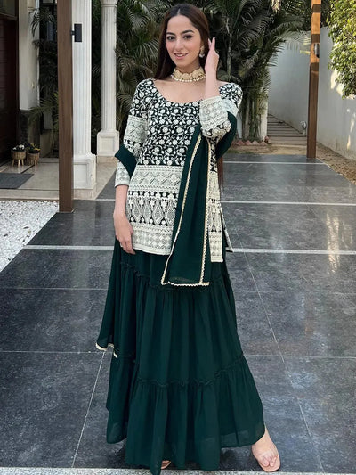 Ayat White Printed Velvet Back Tieup Choli and Salwar with attached  Organza Skirt