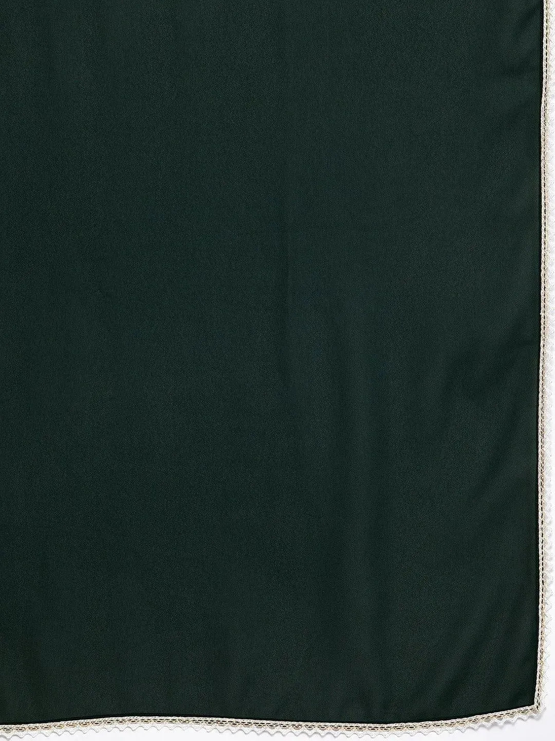 Green Embroidered Georgette Straight Suit Set With Skirt - Libas 