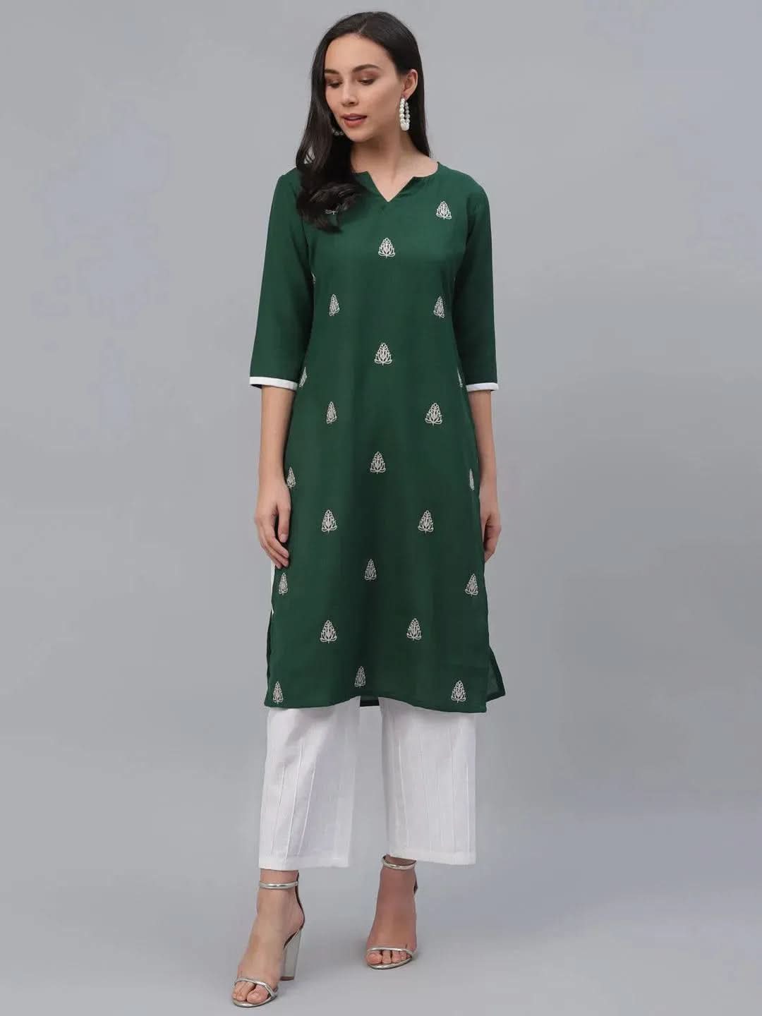 

Buy Green Embroidered Rayon Kurta - 9200F-XS | Libas Ethnic Wear Online