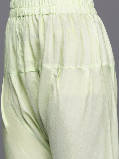 Green Embroidered Silk Anarkali Suit Set - Libas