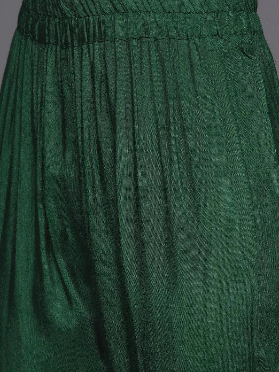 Green Embroidered Silk Blend Suit Set - Libas