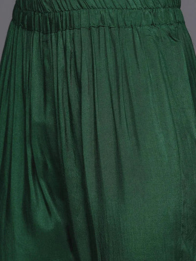Green Embroidered Silk Blend Suit Set - Libas