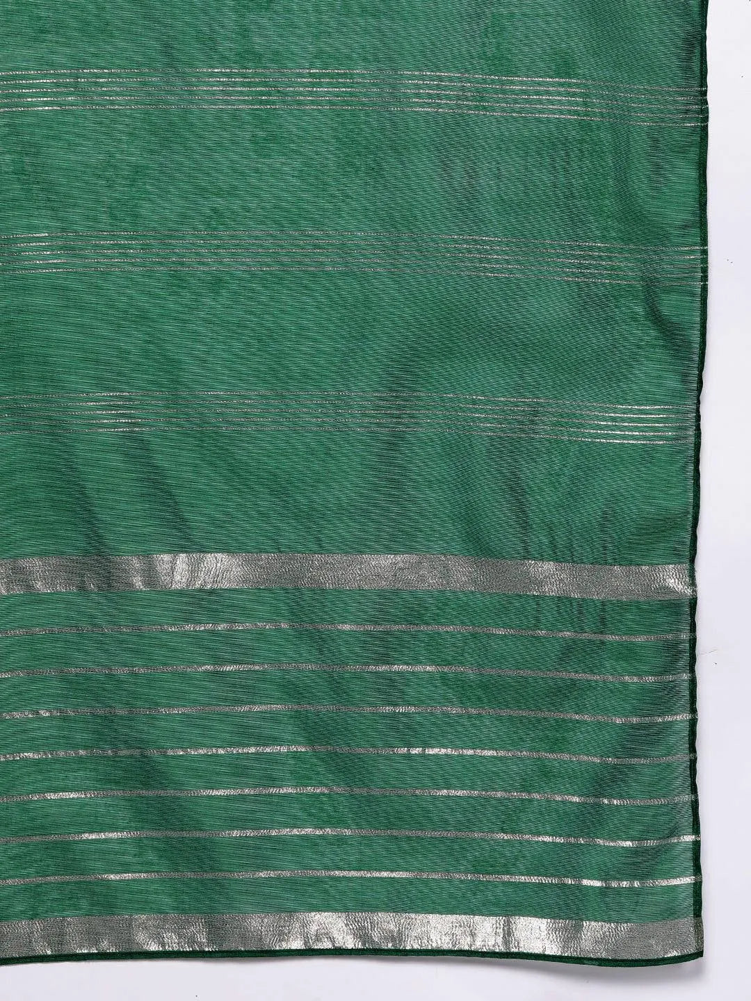 Green Embroidered Silk Blend Straight Kurta With Trousers & Dupatta - Libas 