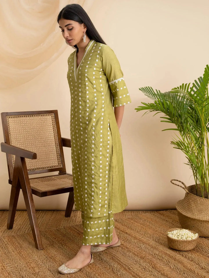Green Embroidered Silk Kurta - Libas