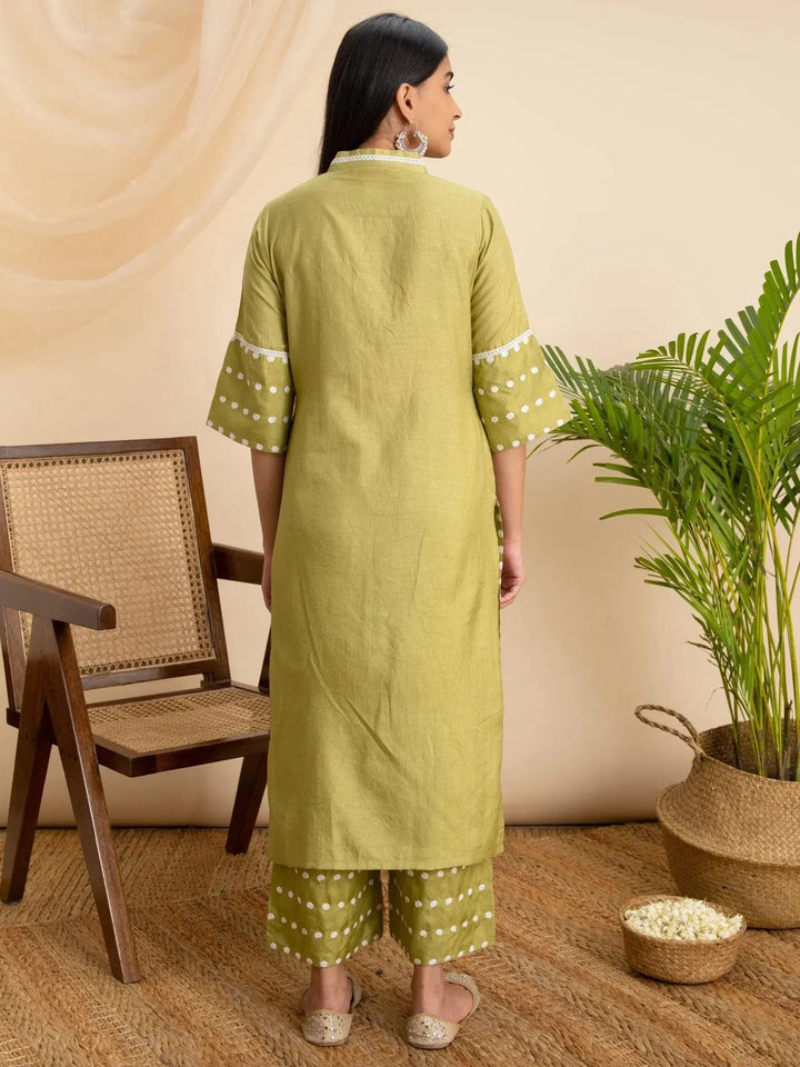 Green Embroidered Silk Kurta - Libas
