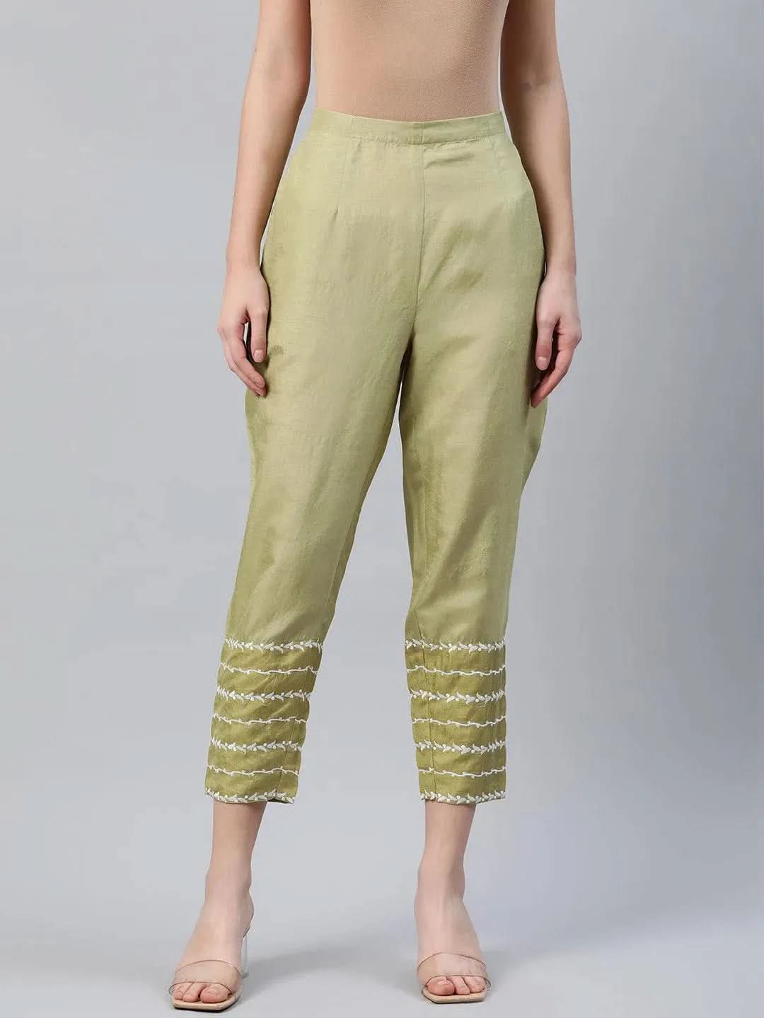 

Buy Green Embroidered Silk Trousers - PL831O- | Libas Ethnic Wear Online