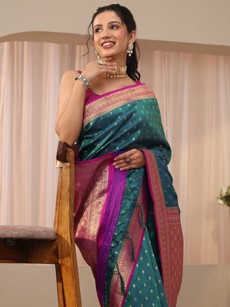 Libas Green Kanjeevaram Silk Blend Saree