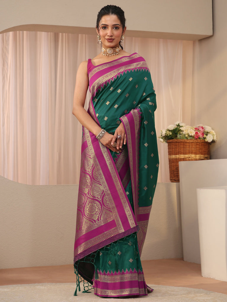 Libas Green Kanjeevaram Silk Blend Saree