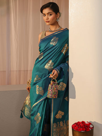 Green Kanjeevaram Silk Blend Saree