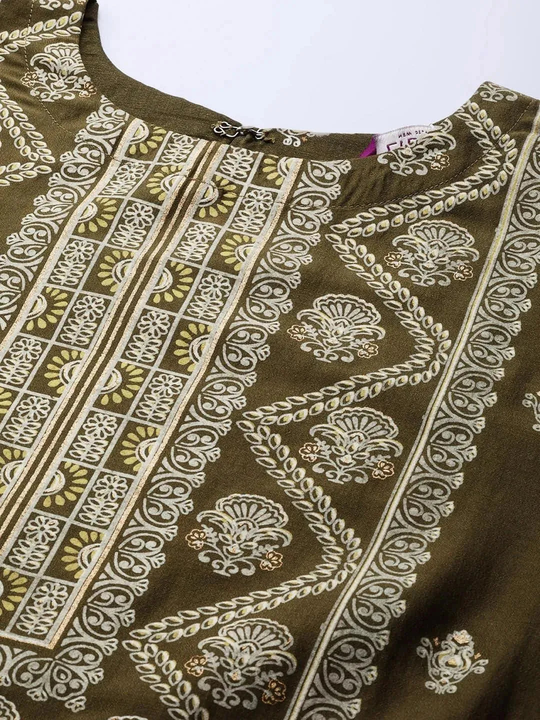 Green Printed Chanderi Silk Kurta - Libas 