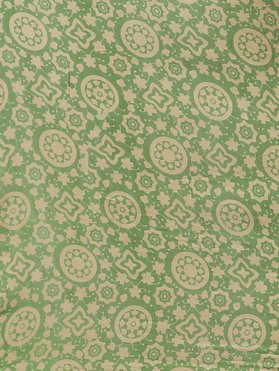Green Printed Chanderi Silk Saree - Libas