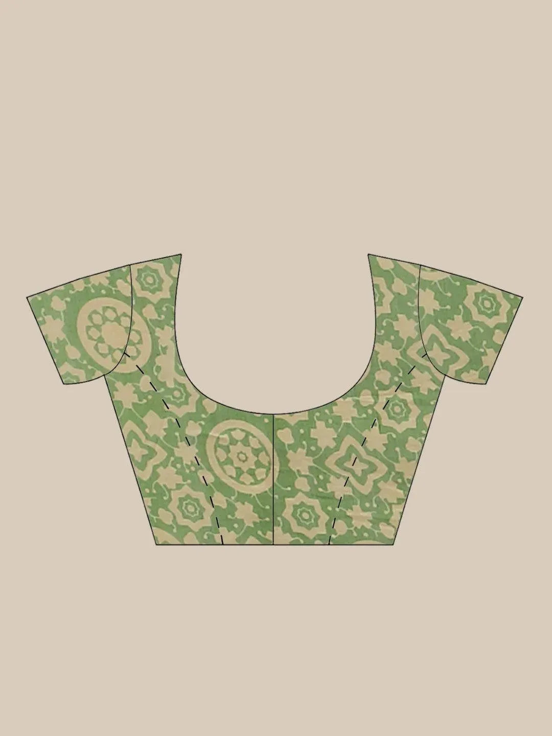 Green Printed Chanderi Silk Saree - Libas 