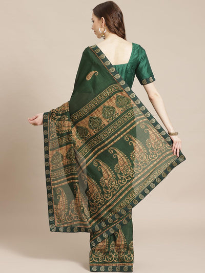 Green Printed Chiffon Saree - Libas