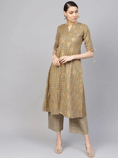 Green Printed Pure Cotton Kurta Set - Libas