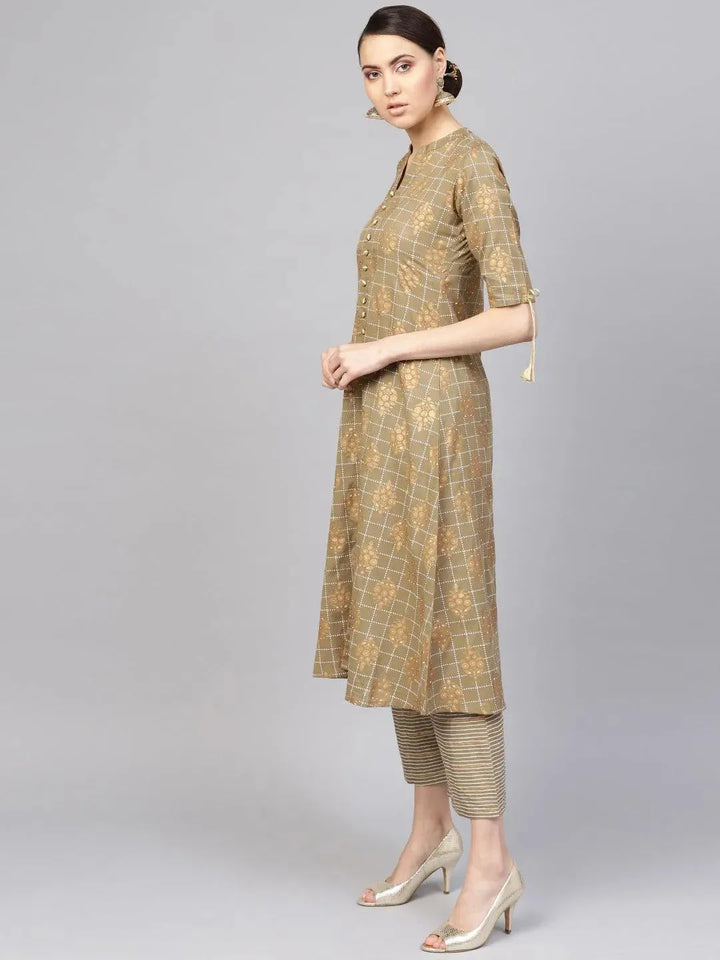 Green Printed Pure Cotton Kurta Set - Libas