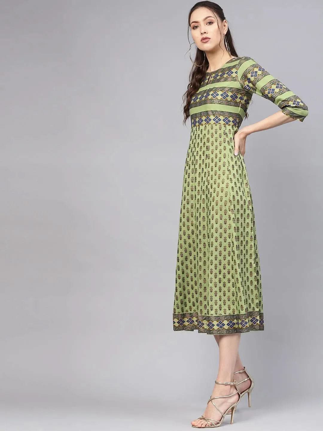 

Green Printed Cotton Dress