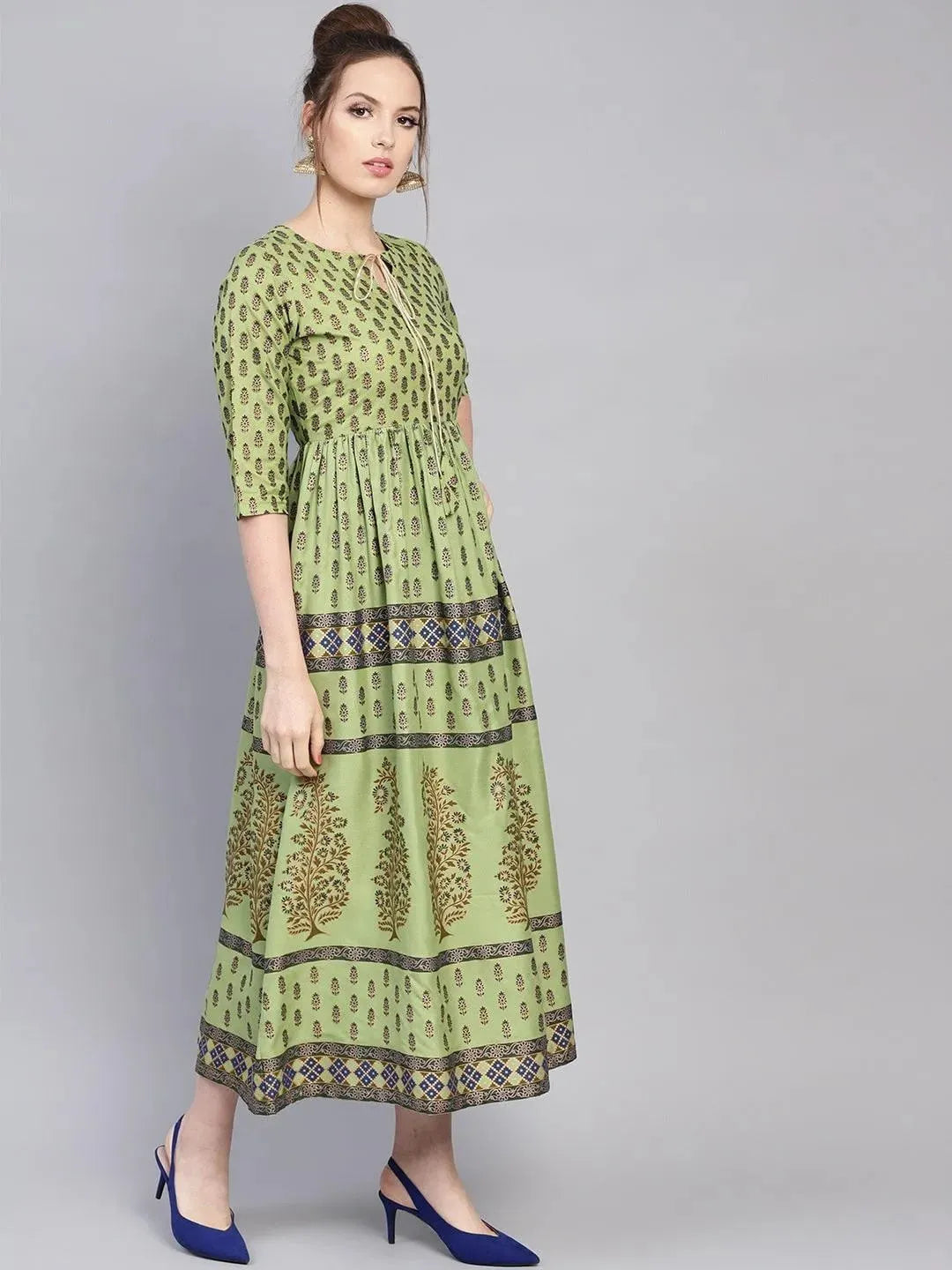 

Green Printed Cotton Dress