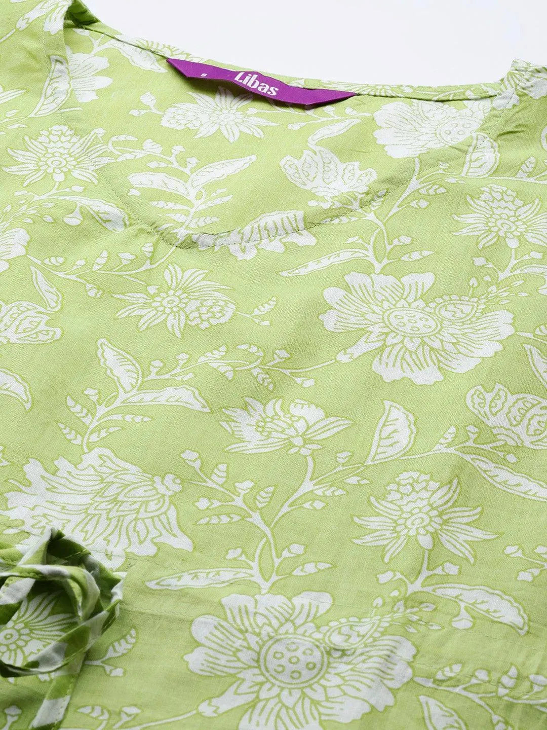 Green Printed Cotton Night Suit - Libas 