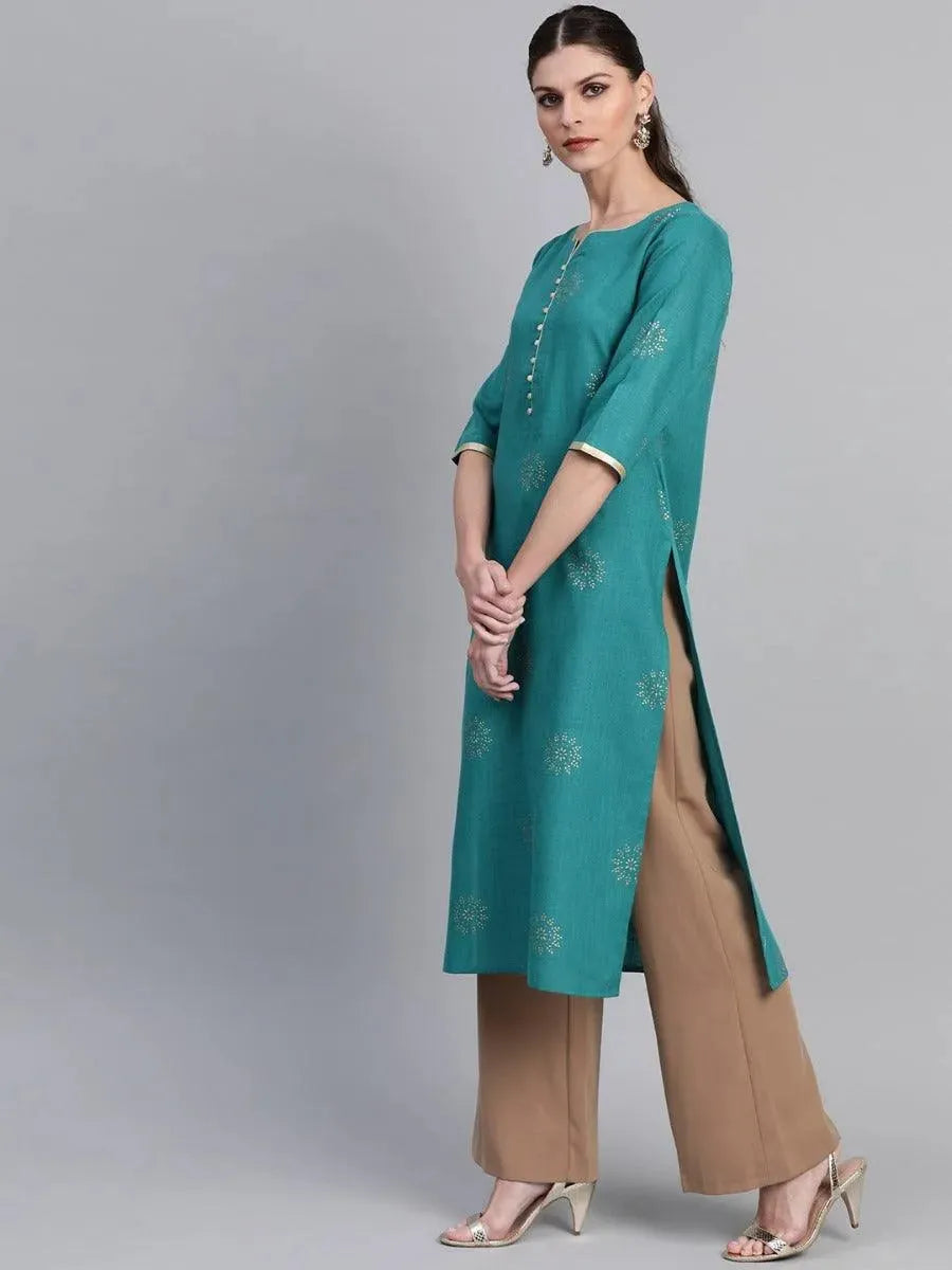 

Green Printed Cotton Kurta