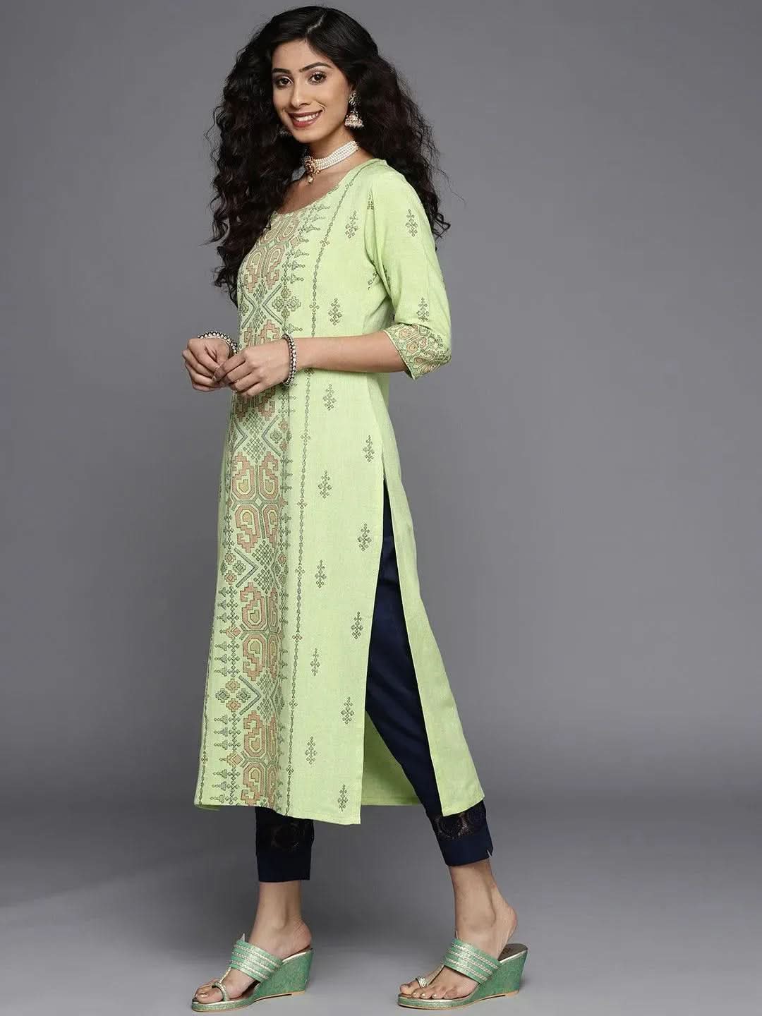

Green Printed Cotton Kurta