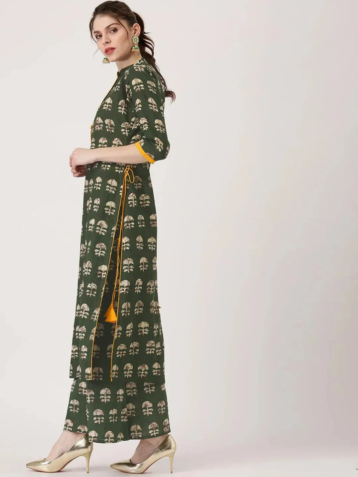 Green Printed Cotton Kurta - Libas