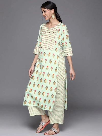 Green Printed Cotton Kurta - Libas