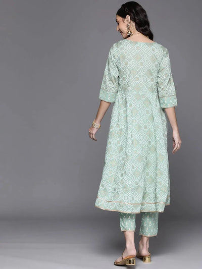 Green Printed Cotton Kurta - Libas