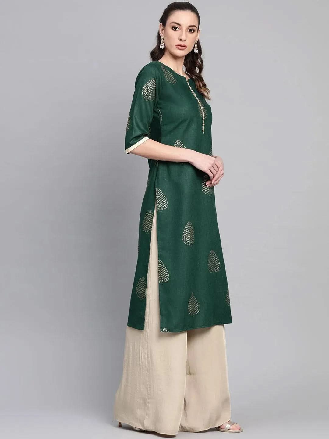 

Green Printed Cotton Kurta