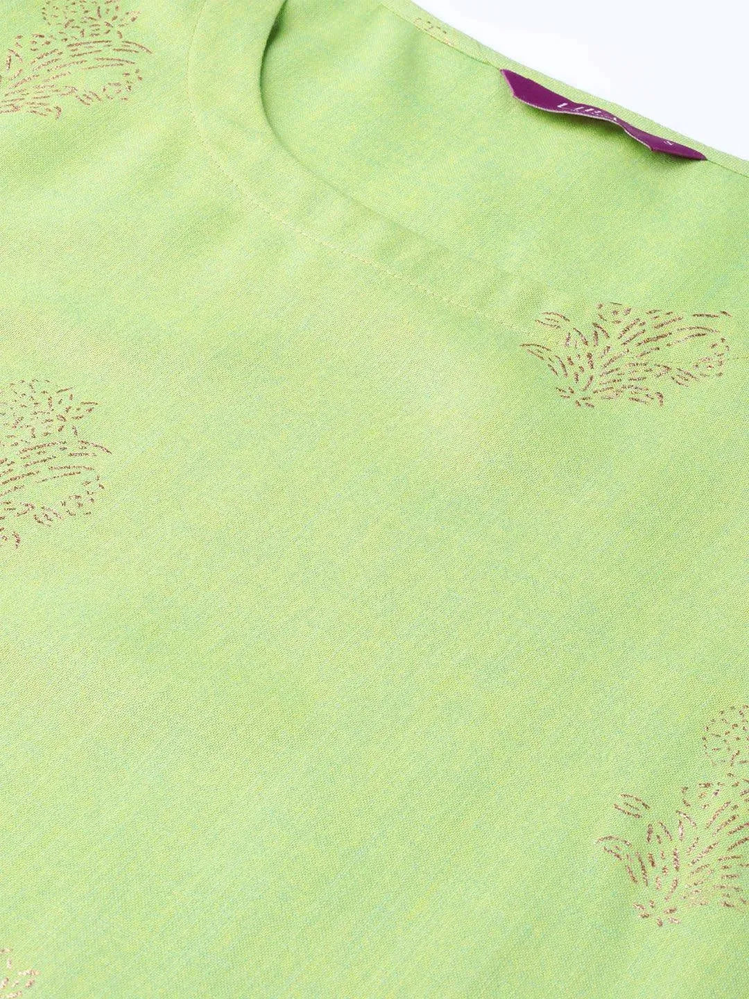 Green Printed Cotton Kurta - Libas 
