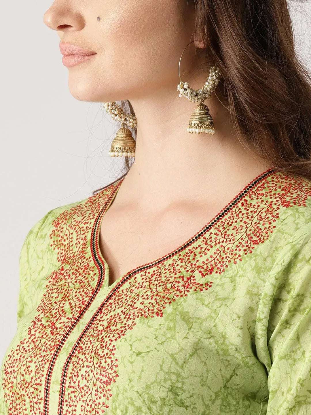 

Green Printed Cotton Kurta
