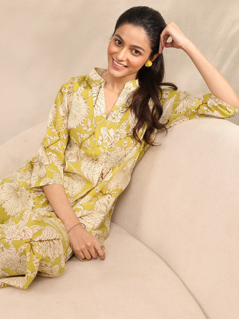 Libas Green Printed Cotton Night Suit