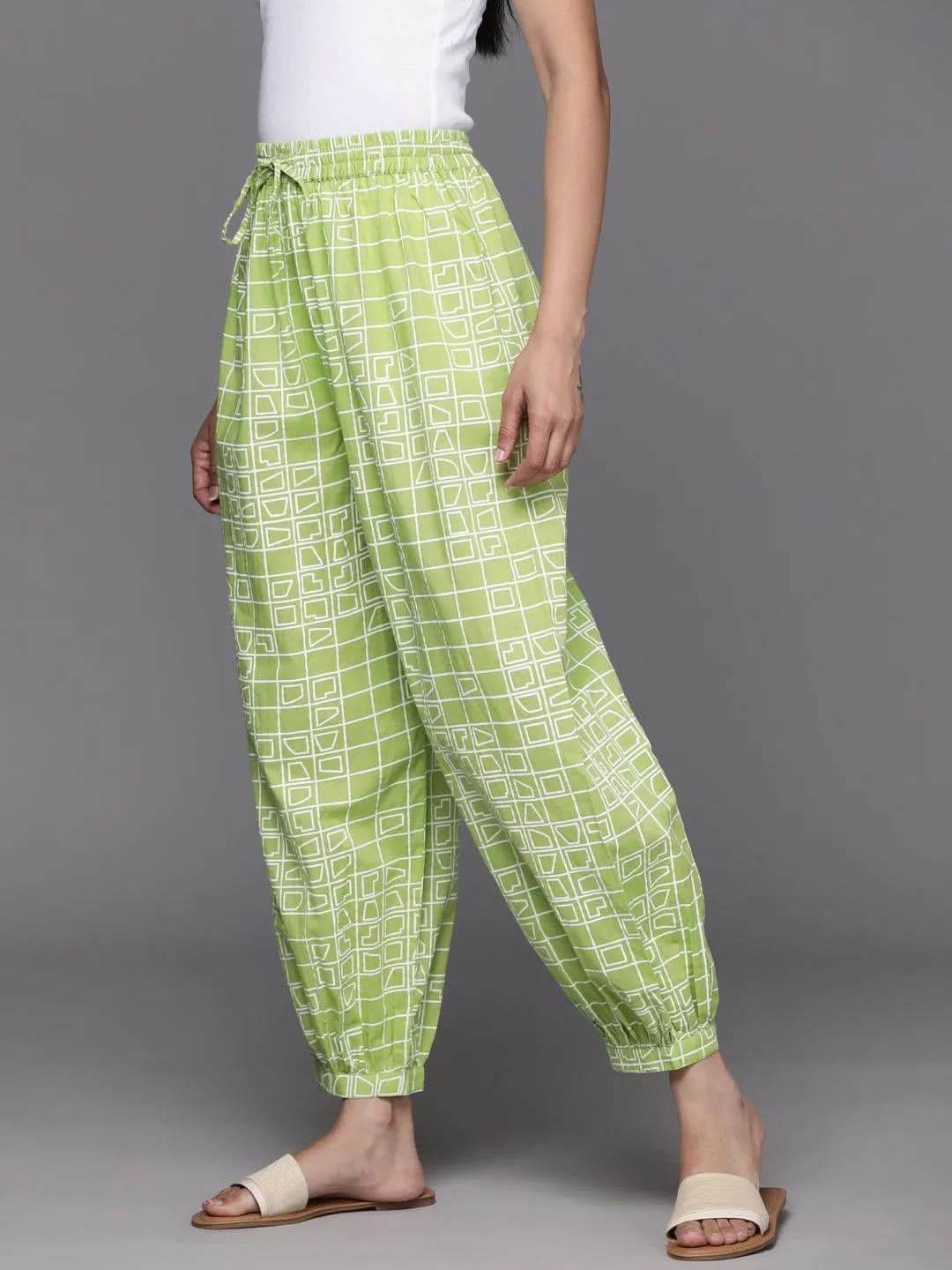 Green Printed Cotton Salwar - Libas 