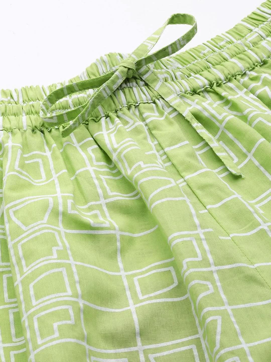 Green Printed Cotton Salwar - Libas 