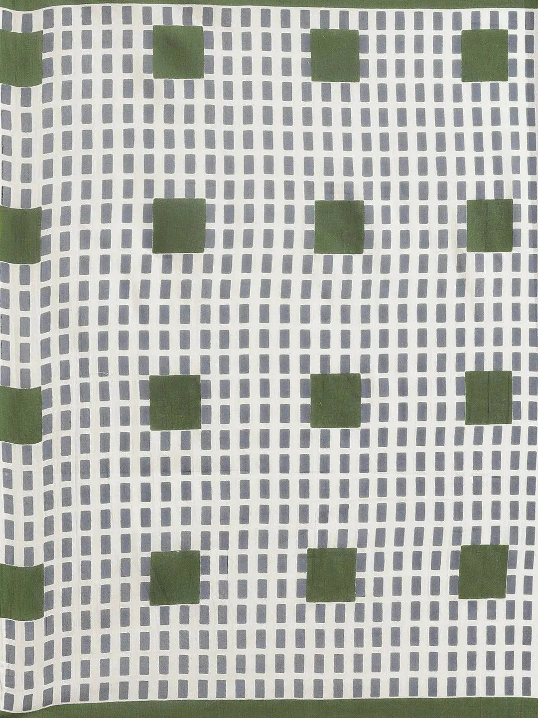 Green Printed Cotton Saree - Libas 