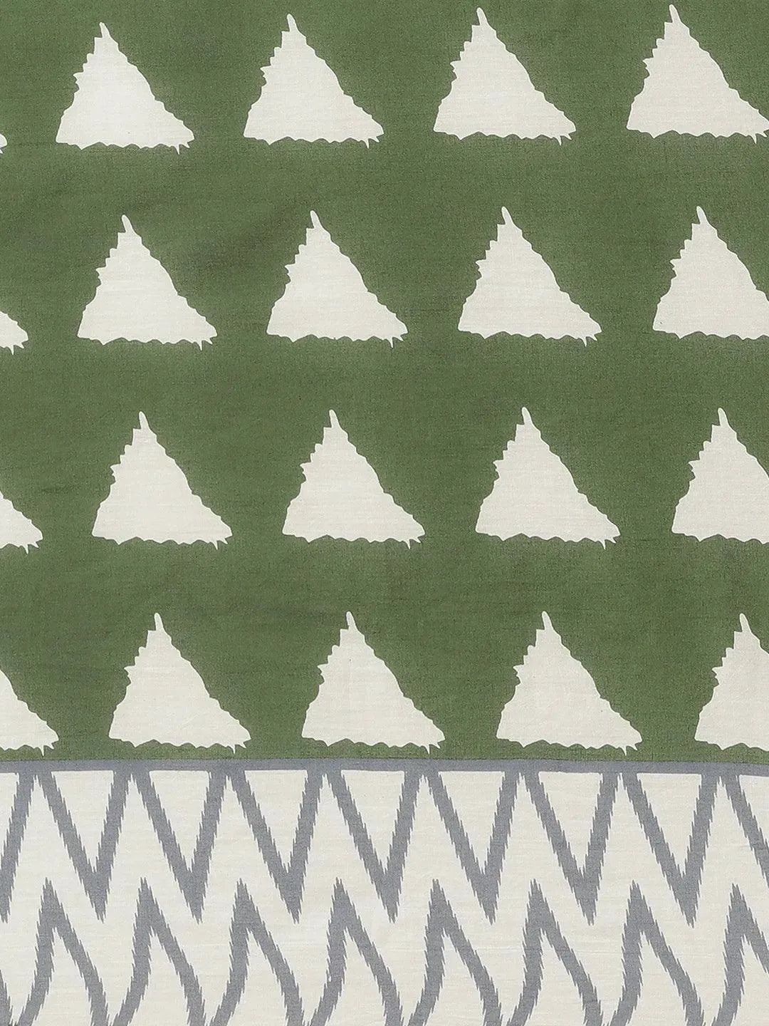 Green Printed Cotton Saree - Libas 