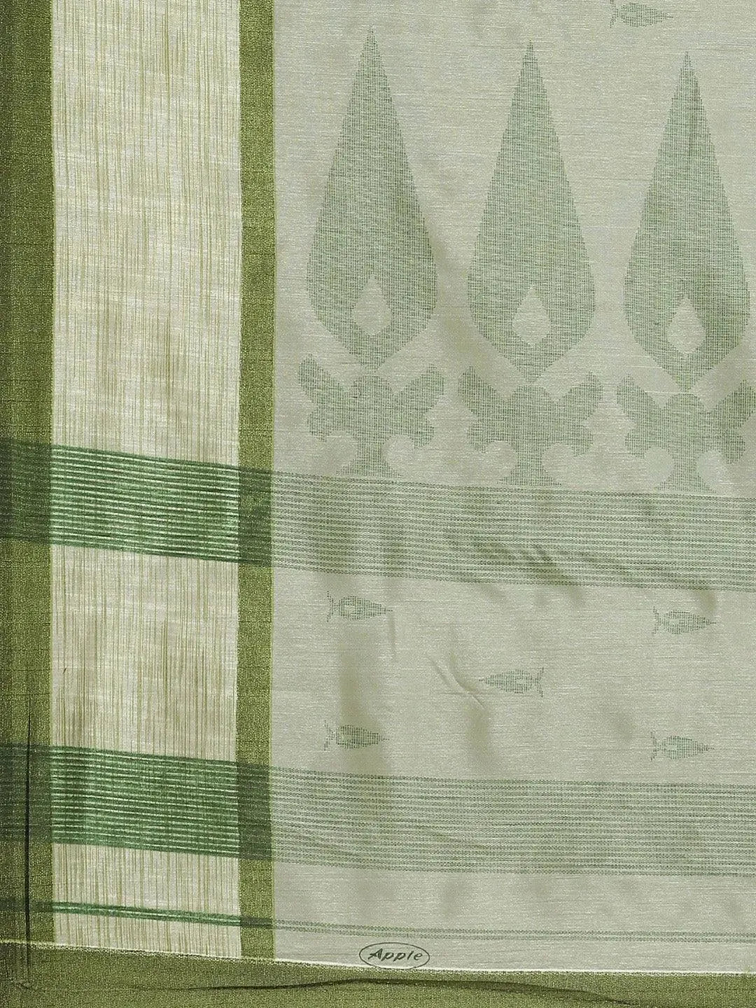 Green Printed Cotton Silk Saree - Libas 
