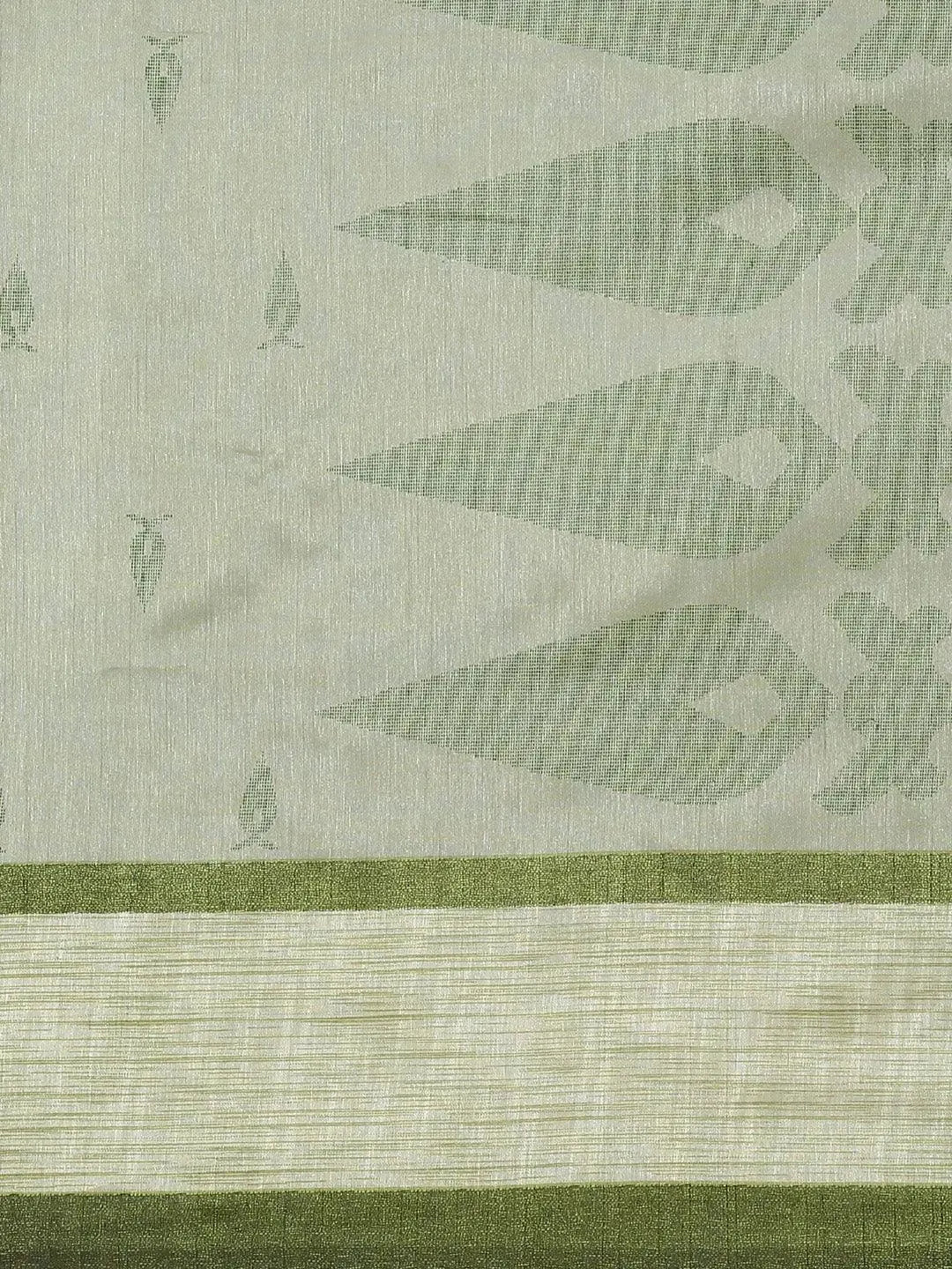 Green Printed Cotton Silk Saree - Libas 