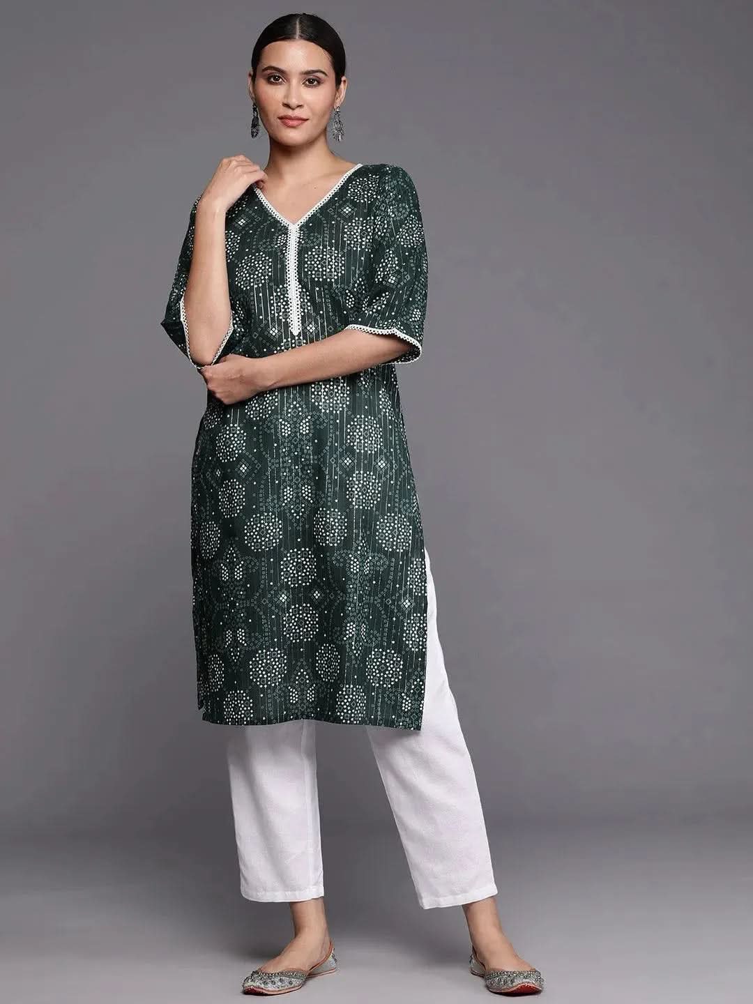 libas Green Printed Cotton Straight Kurta-picture-39