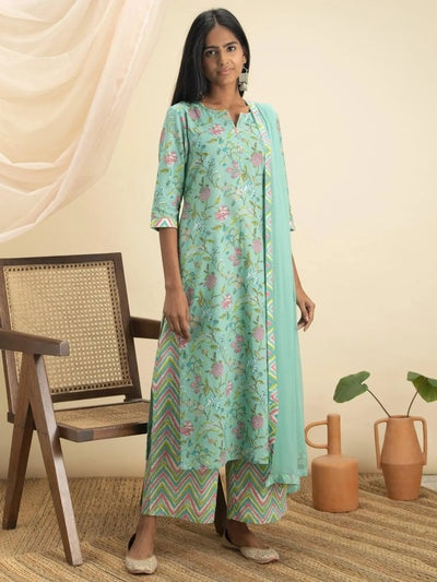 Buy Yellow 100% Cotton Satin Embroidered And Floral Top & Palazzo Pant Set  For Girls by Tiber Taber Online at Aza Fashions.