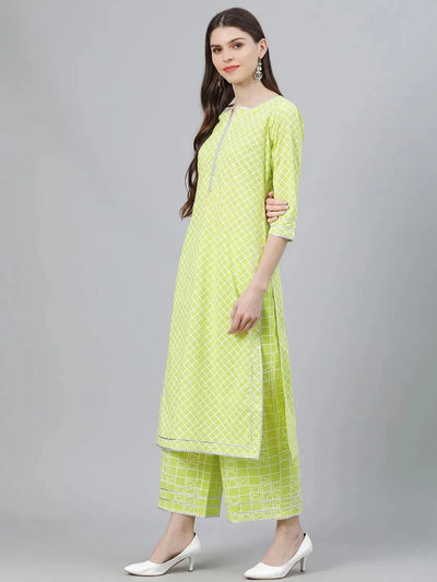 Green Printed Cotton Suit Set - Libas