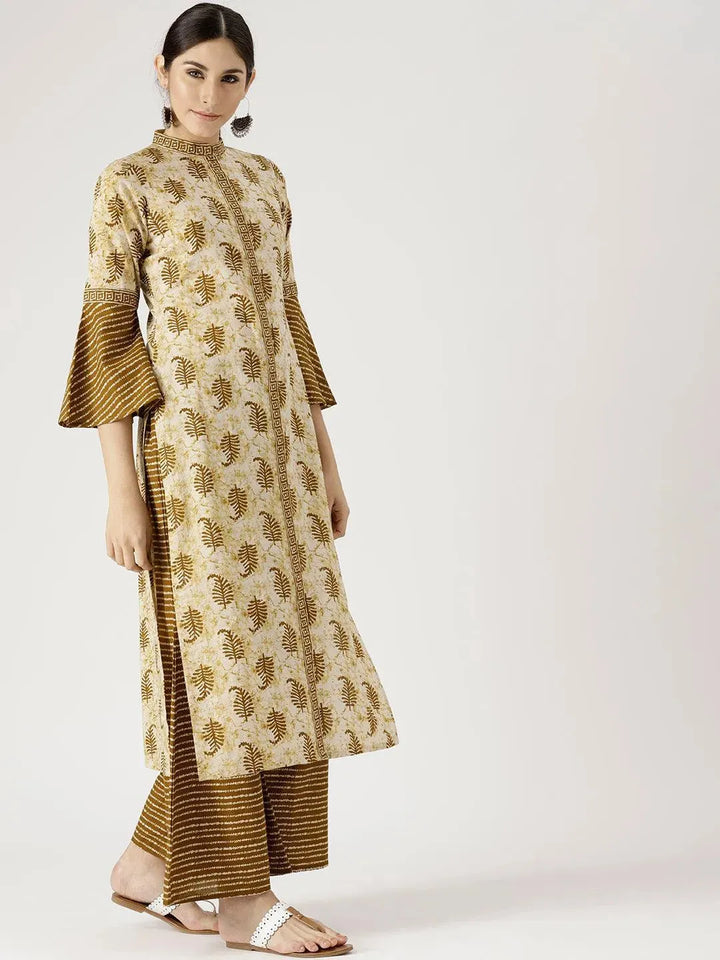 Green Printed Cotton Suit Set - Libas