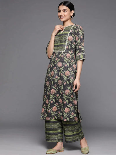 Green Printed Cotton Suit Set - Libas