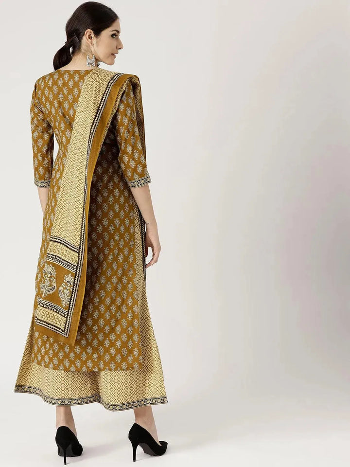 Green Printed Cotton Suit Set - Libas
