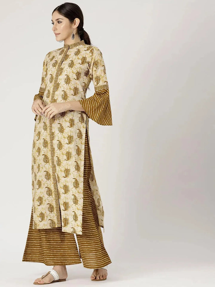 Green Printed Cotton Suit Set - Libas