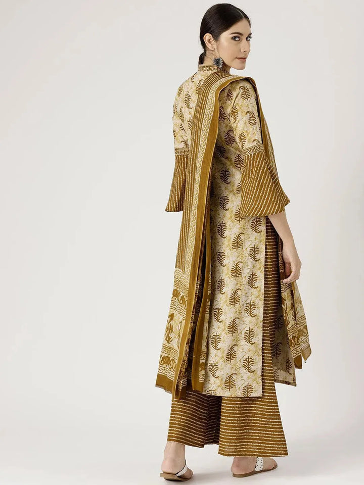 Green Printed Cotton Suit Set - Libas