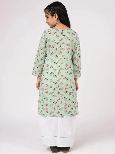 Green Printed Cotton Kurta Set - Libas