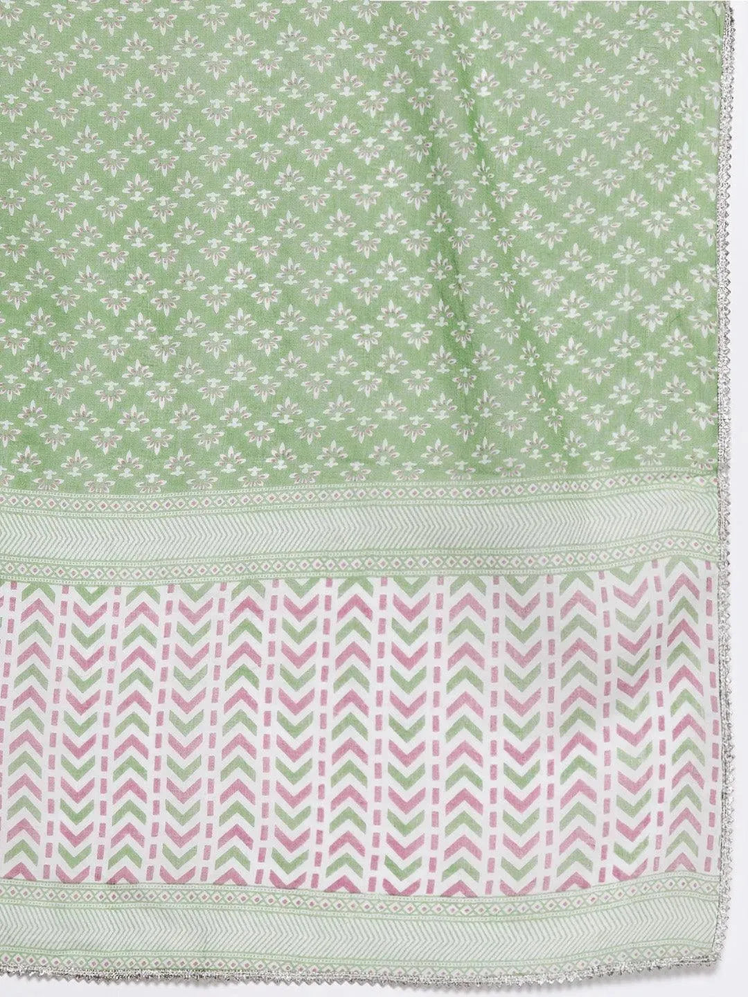Green Printed Cotton Straight Suit Set With Salwar - Libas 