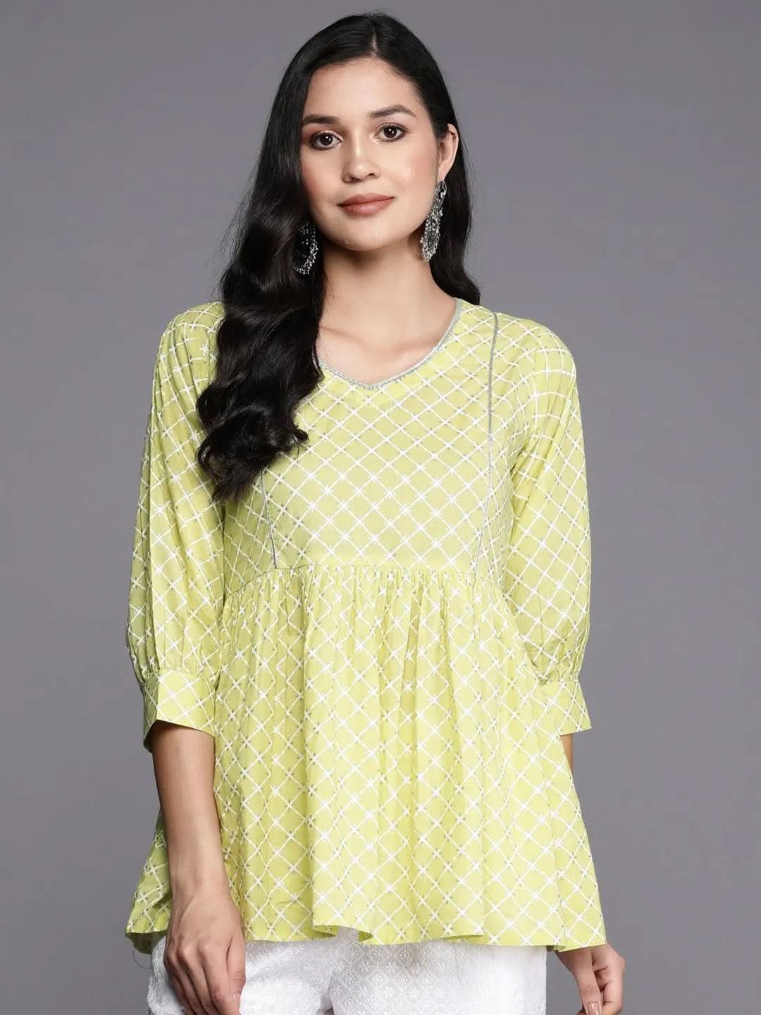 

Green Printed Cotton Straight Kurti