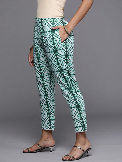 Green Printed Cotton Trousers - Libas